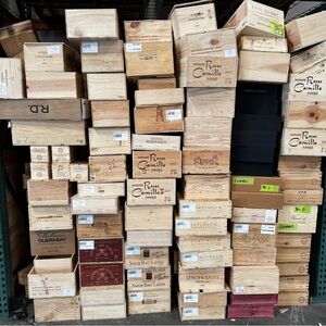 1 Random Wooden Wine Box Crate. 6 Bottle. BOX ONLY. Collectible